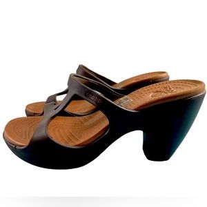 Crocs Sandal Heels Cyrus II Open Toe Brown Size 5